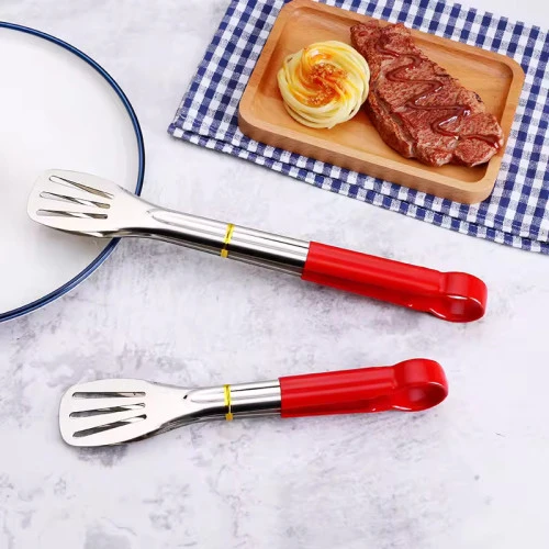 Stainless Steel Chimta or Food Clip with Red Handl...
