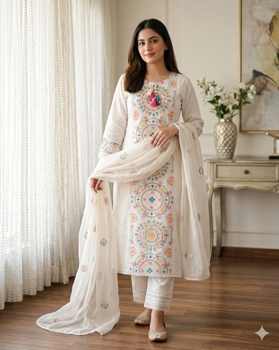 Embroidery three piece