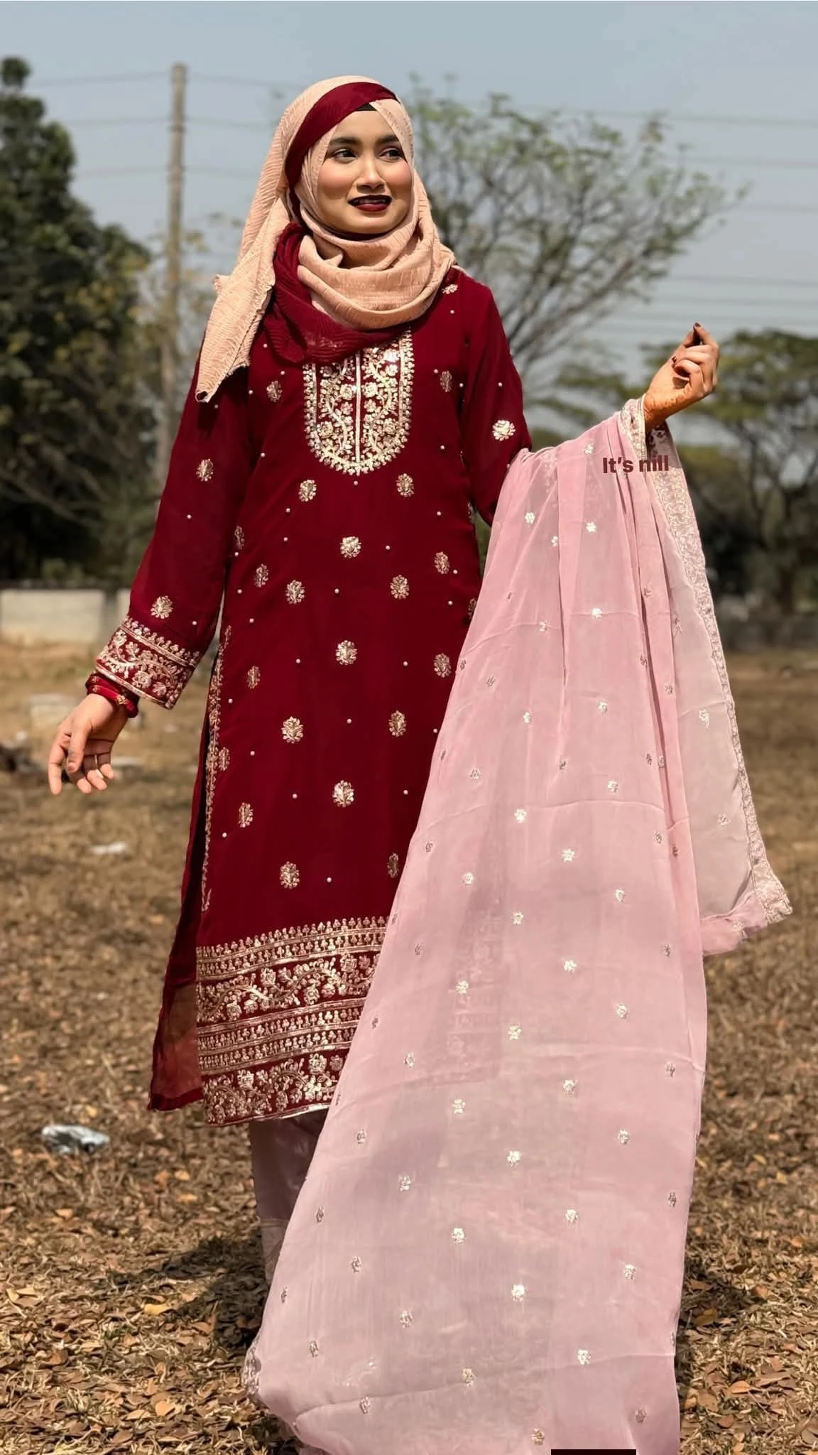 Soft jorjet with sequence embroidery three piece